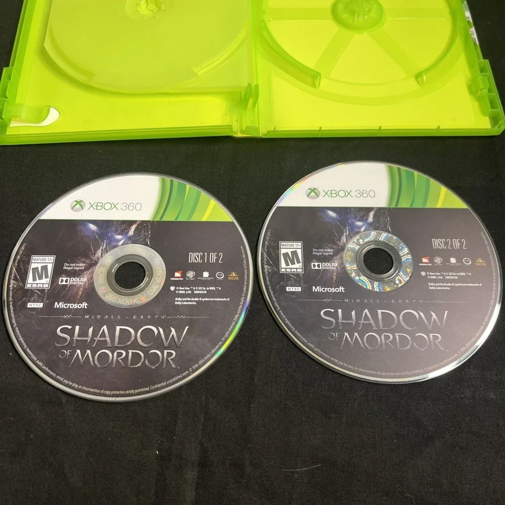 Middle Earth - Shadow of Mordor (Microsoft Xbox 360, 2014,‎ 2-Discs) w/ Manual